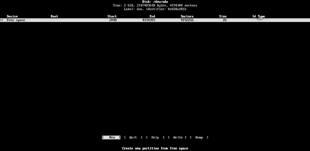  Initial screen for Partitioning 